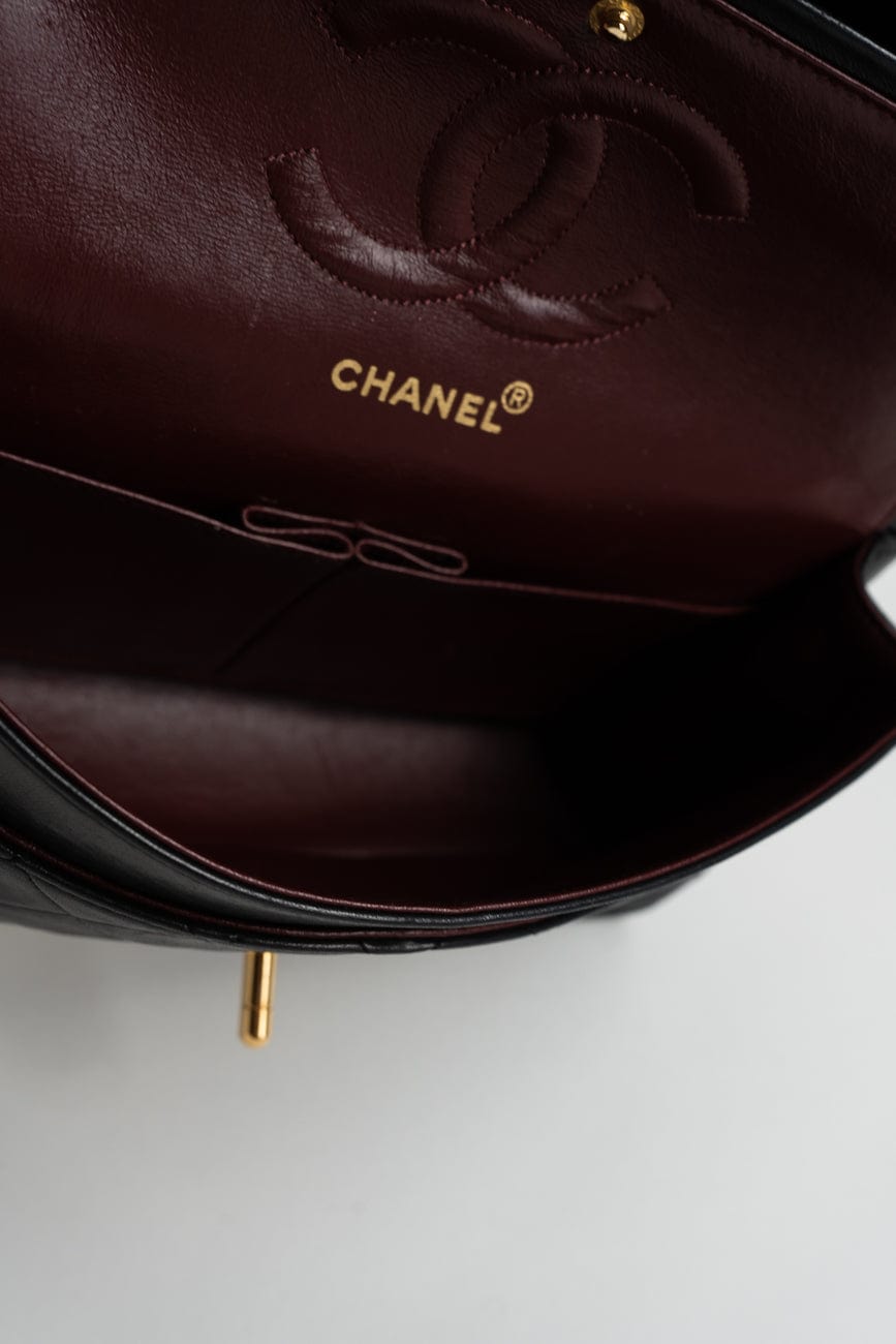 Vintage Black Lambskin Quilted Classic Flap Medium GHW