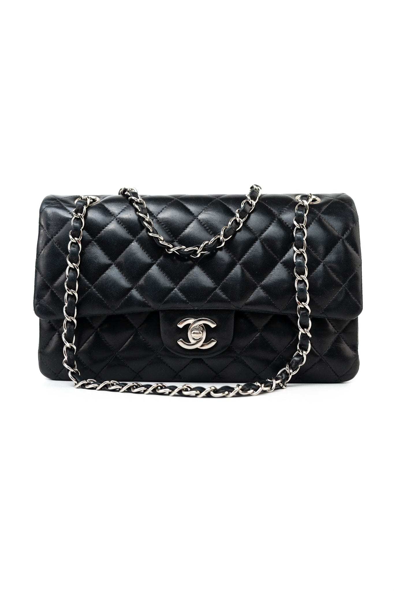 Vintage Black Lambskin Quilted Classic Flap Medium Silver Hardware