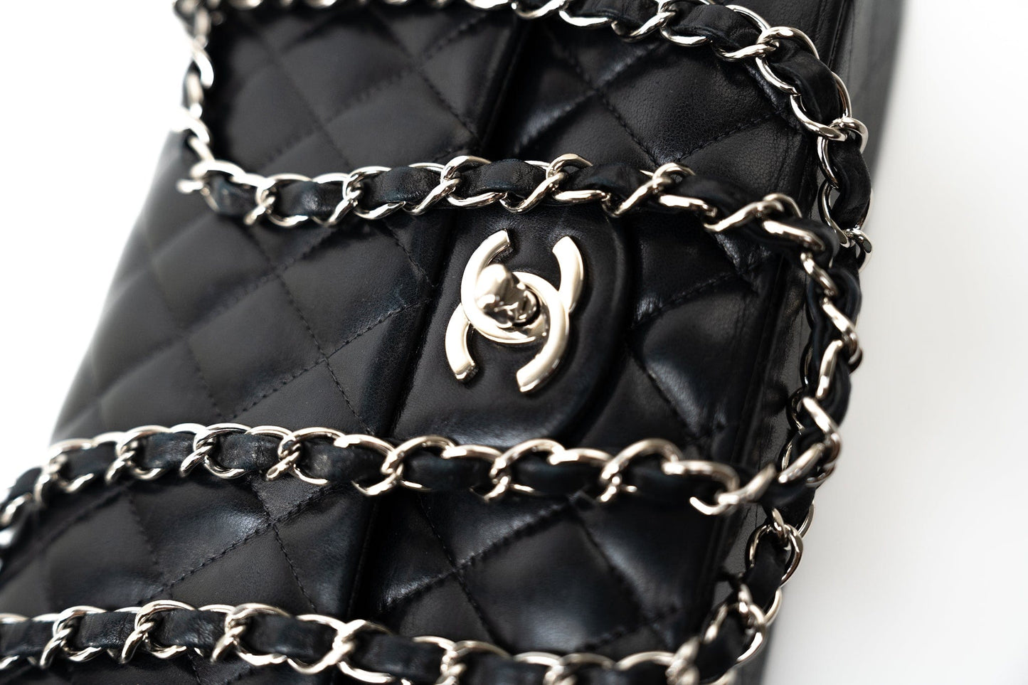 Vintage Black Lambskin Quilted Classic Flap Medium Silver Hardware