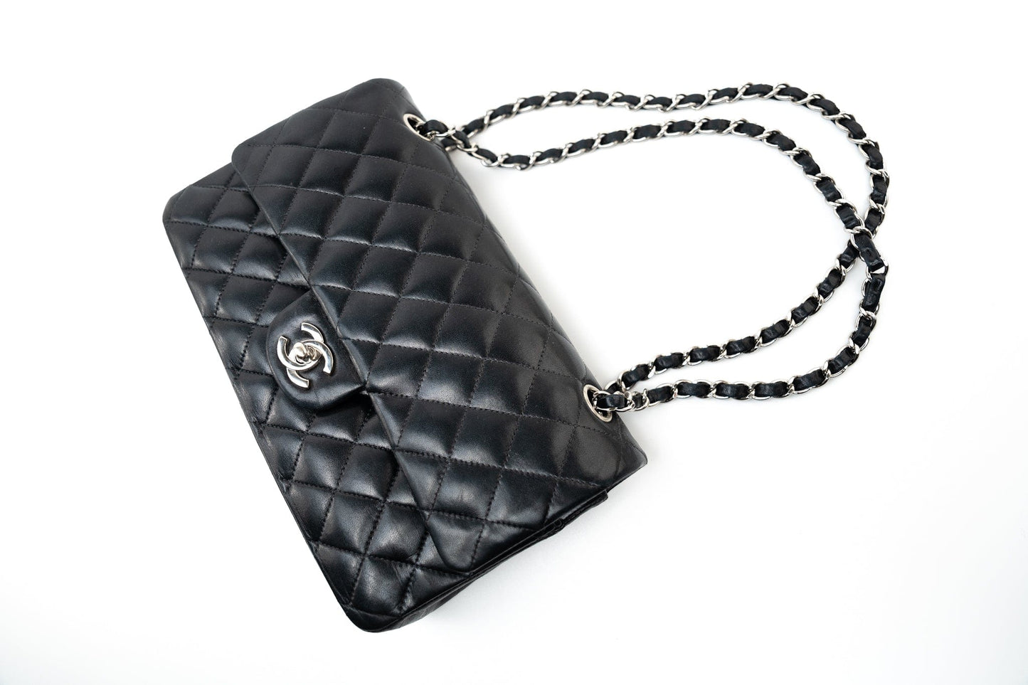 Vintage Black Lambskin Quilted Classic Flap Medium Silver Hardware