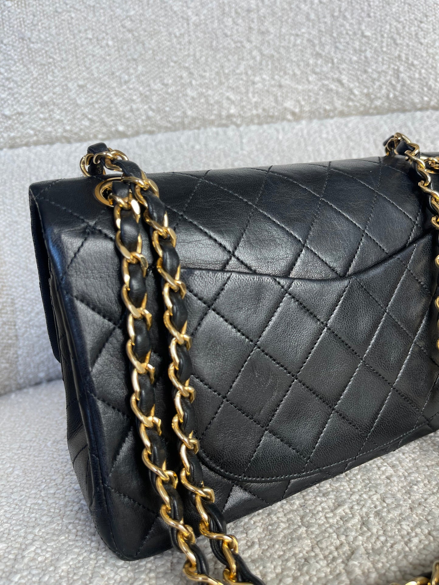 Vintage Black Lambskin Quilted Classic Flap Small GHW
