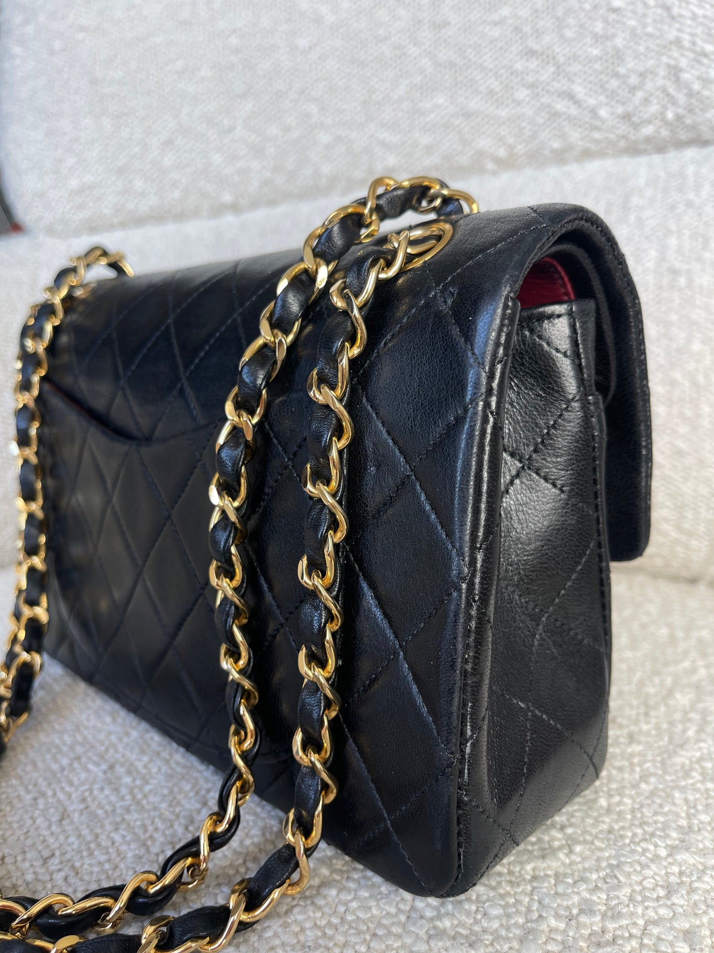 Vintage Black Lambskin Quilted Classic Flap Small GHW