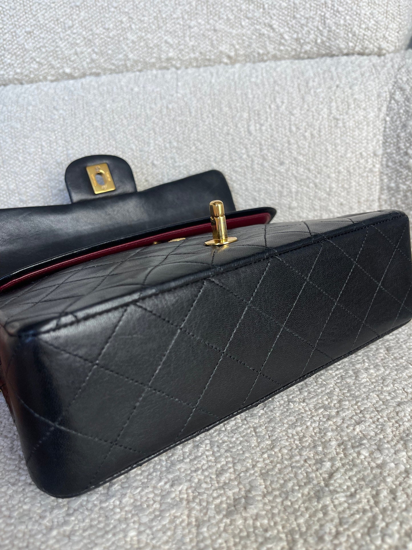 Vintage Black Lambskin Quilted Classic Flap Small GHW