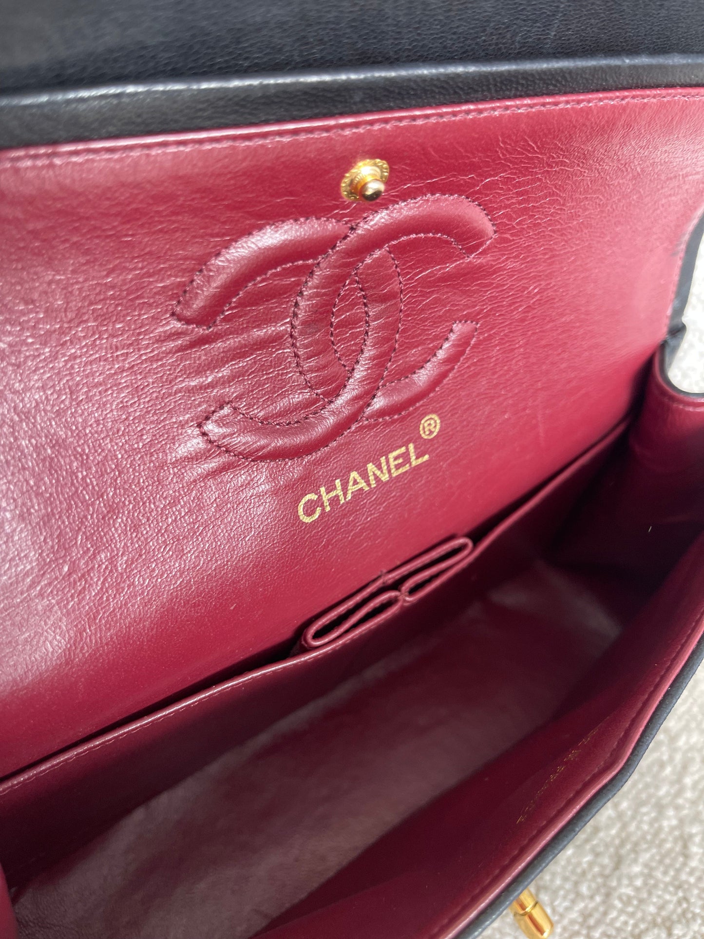 Vintage Black Lambskin Quilted Classic Flap Small GHW