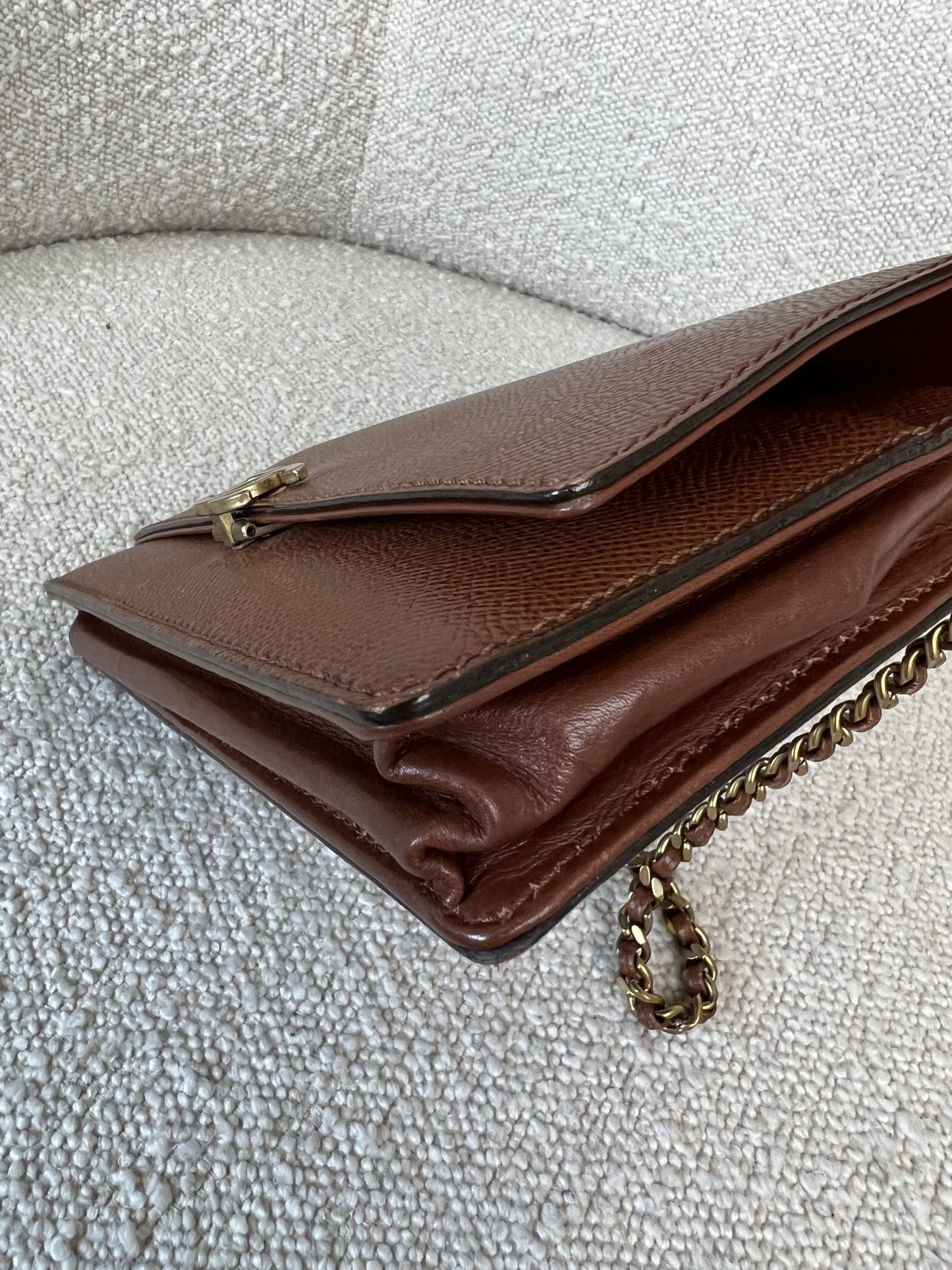 Vintage Brown Caviar Wallet On Chain AGHW