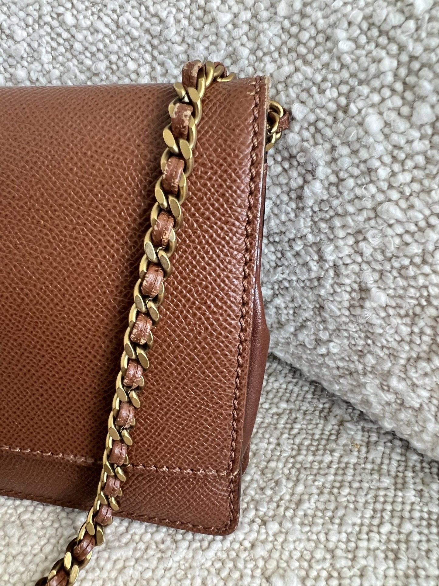 Vintage Brown Caviar Wallet On Chain AGHW