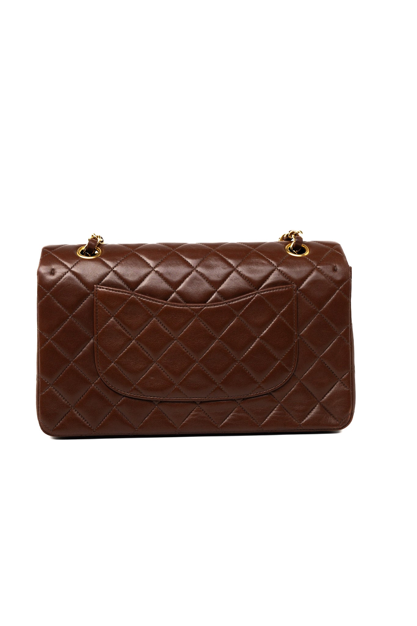 Vintage Brown Classic Flap Bag Gold Hardware