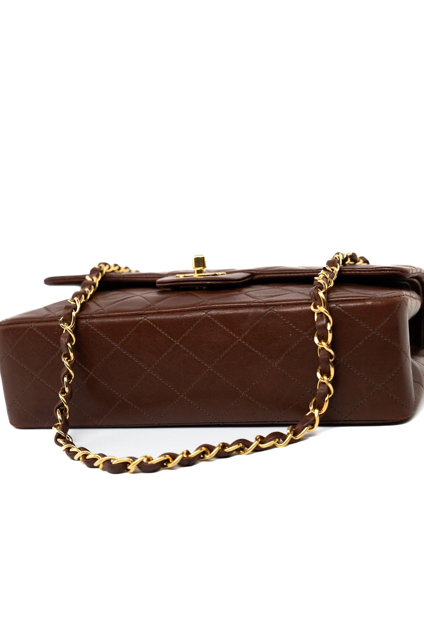 Vintage Brown Classic Flap Bag Gold Hardware