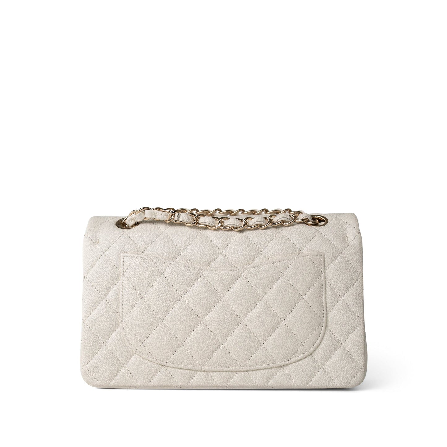 21B Ivory Caviar Quilted Classic Flap Small Light Gold Hardware