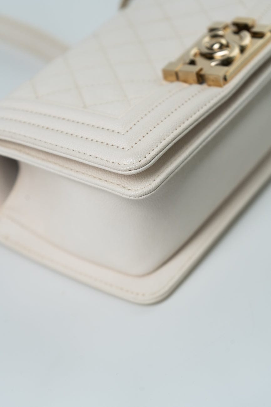 White Caviar Quilted LeBoy Bag Small