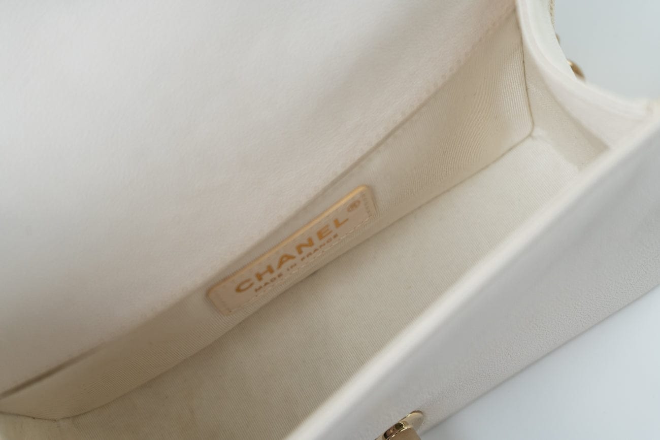 White Caviar Quilted LeBoy Bag Small