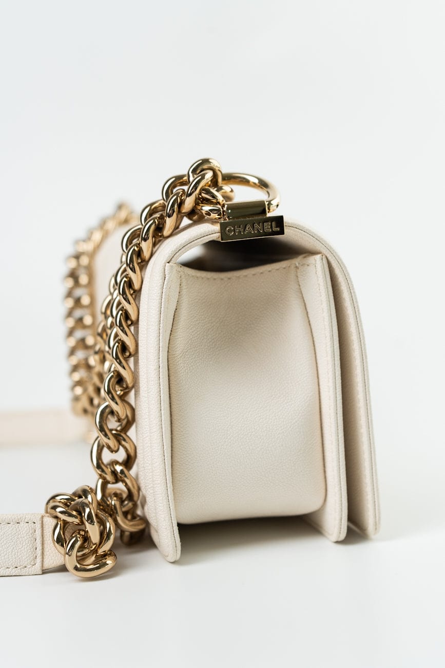 White Caviar Quilted LeBoy Bag Small