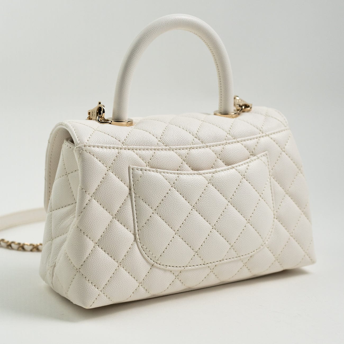 White Caviar Quilted Small Coco Handle