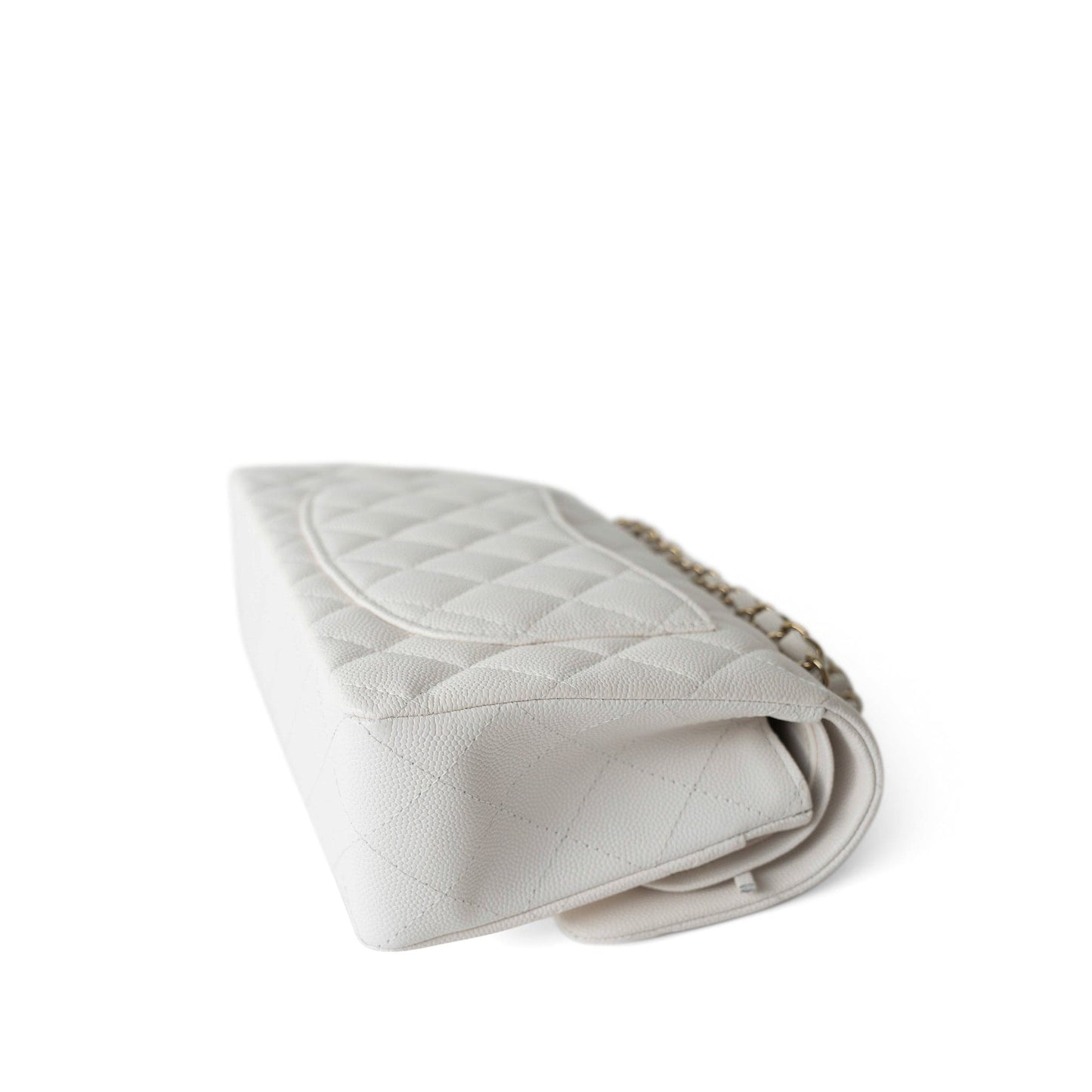 White Caviar Quilted Classic Flap Small Light Gold Hardware