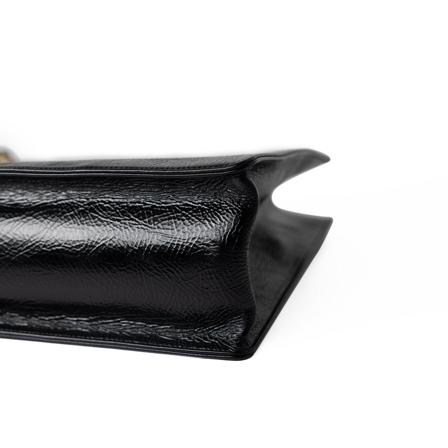 20A Large Black Leather Shopping Tote Antique Gold Hardware