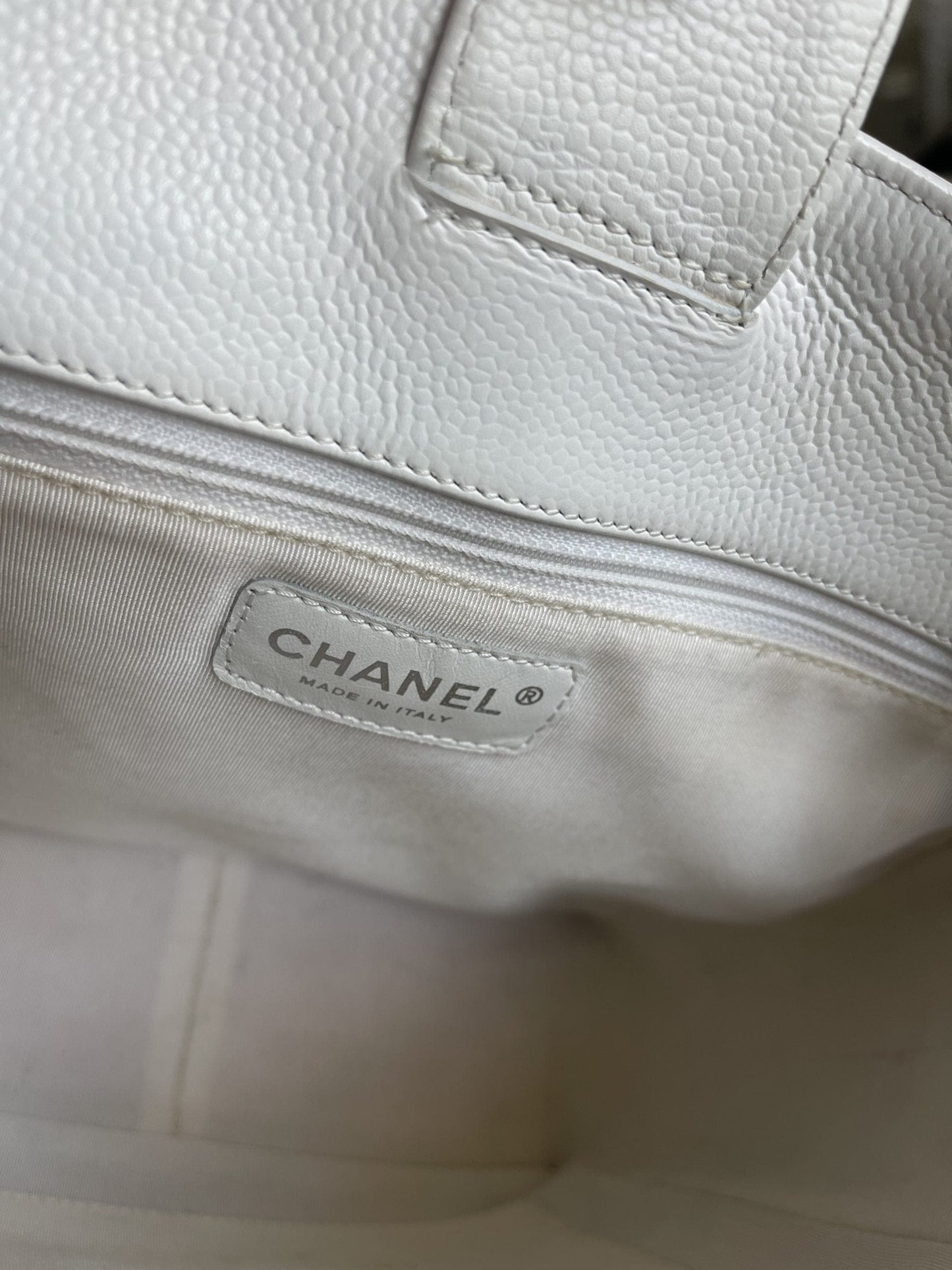 White Caviar Quilted Petite Shopping Tote