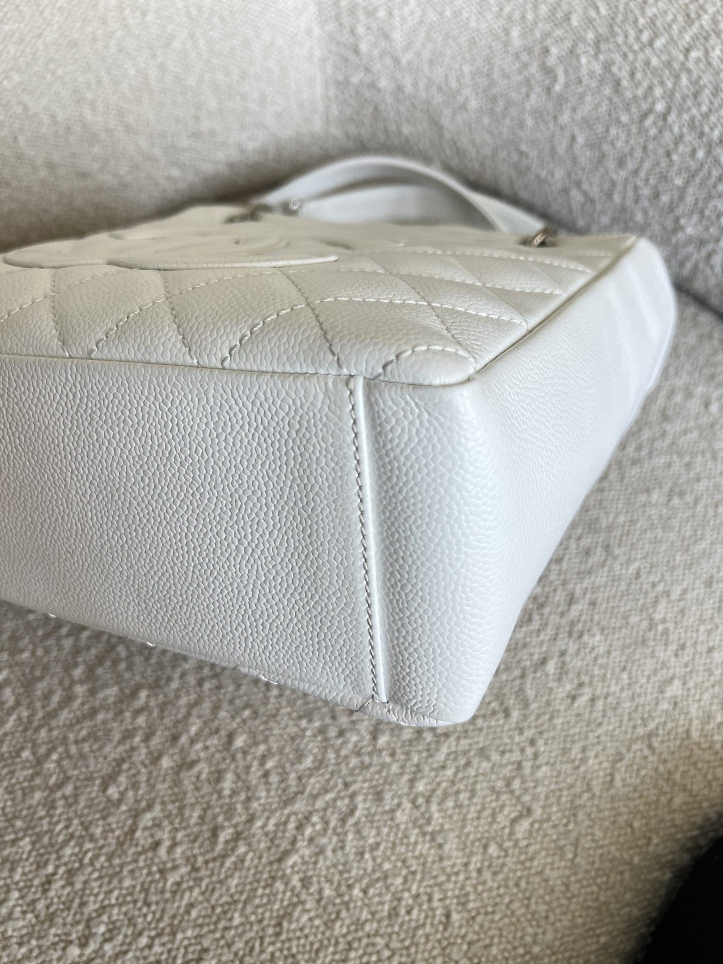 White Caviar Quilted Petite Shopping Tote