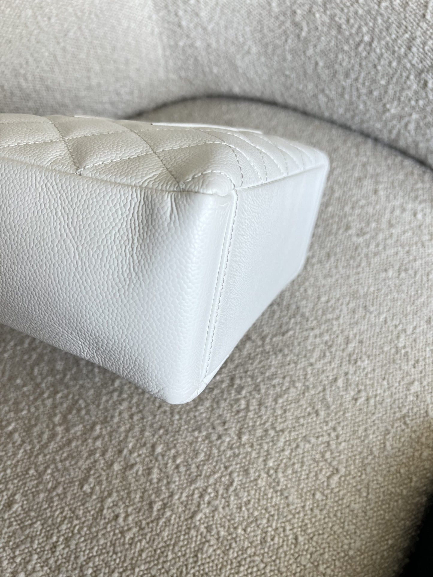 White Caviar Quilted Petite Shopping Tote