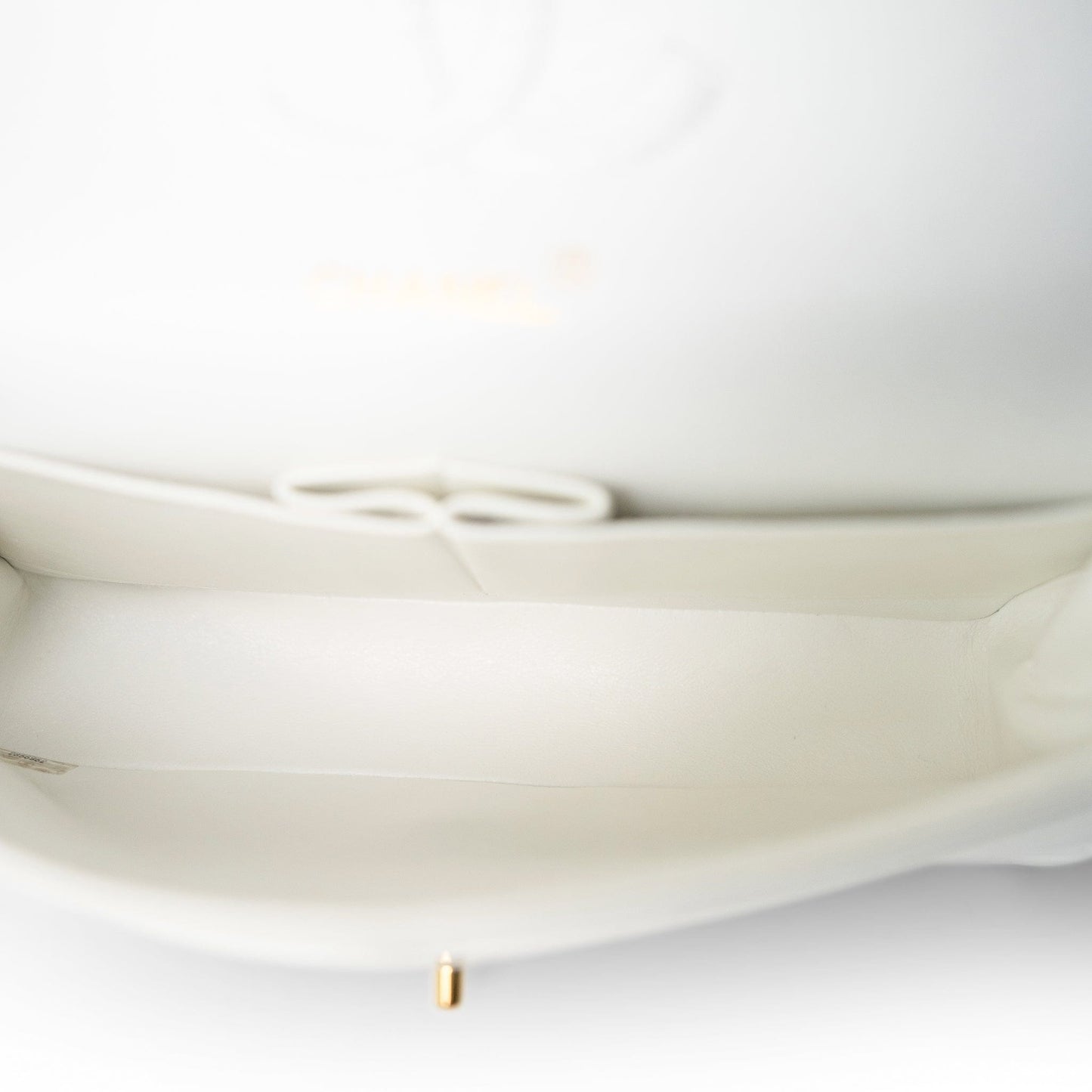 White Lambskin Quilted Medium Classic Flap Gold Hardware