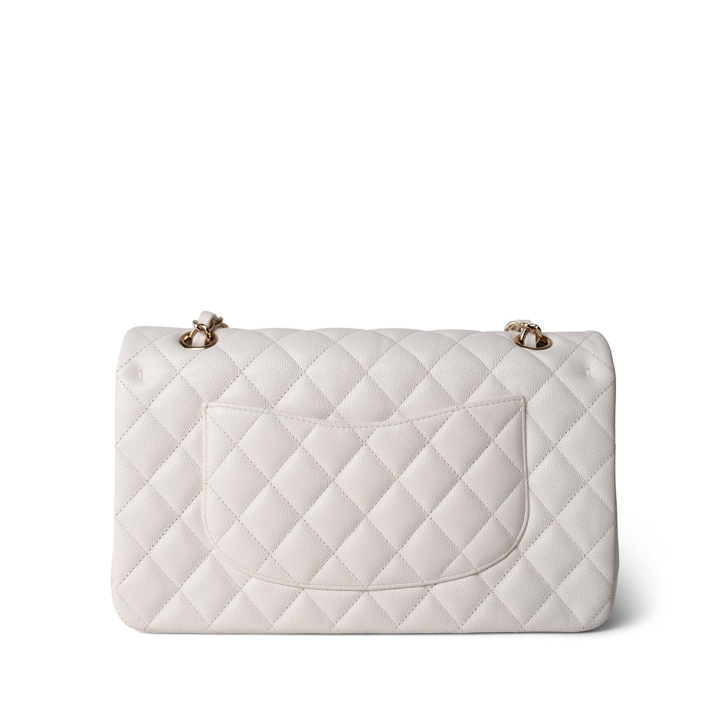 White Caviar Quilted Medium Classic Flap Light Gold Hardware