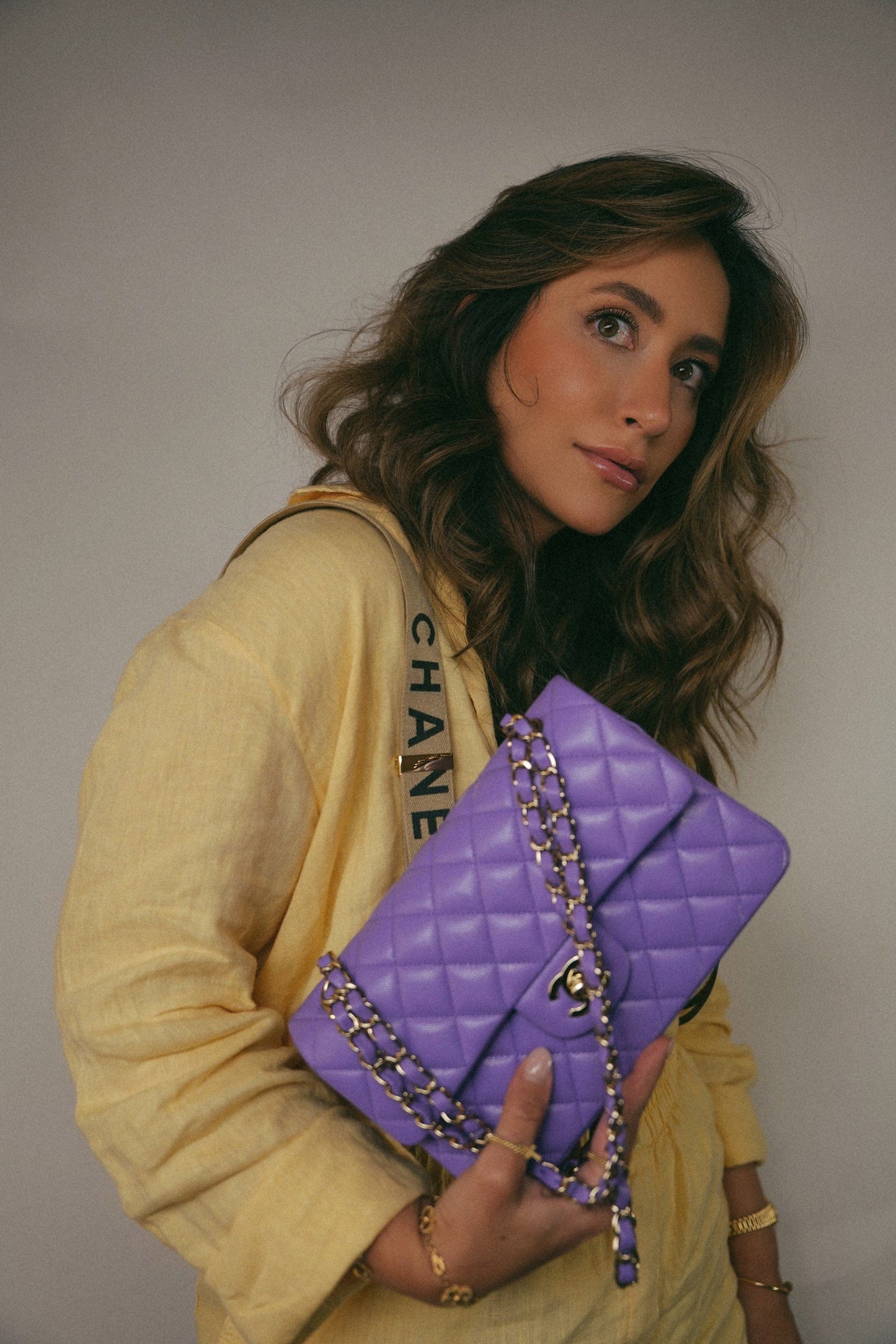 20S Purple Caviar Quilted Classic Flap Small LGHW