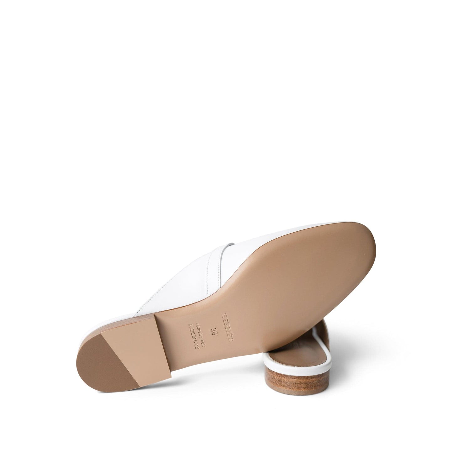 White Oz Mule Sandals w/ Rose Gold Kelly Buckle (38 EU / 7.5 US)