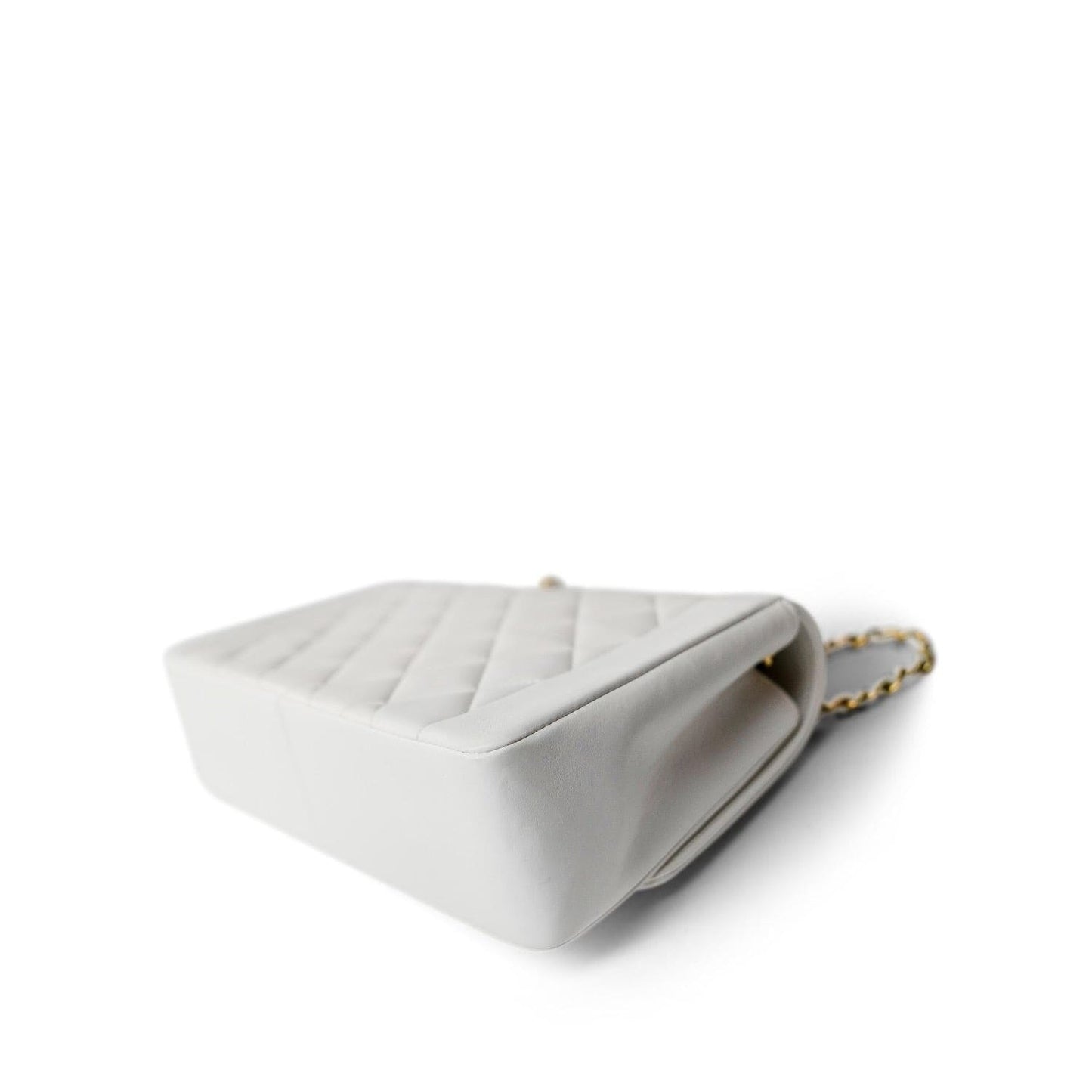 Vintage White Lambskin Quilted Diana Flap Medium GHW