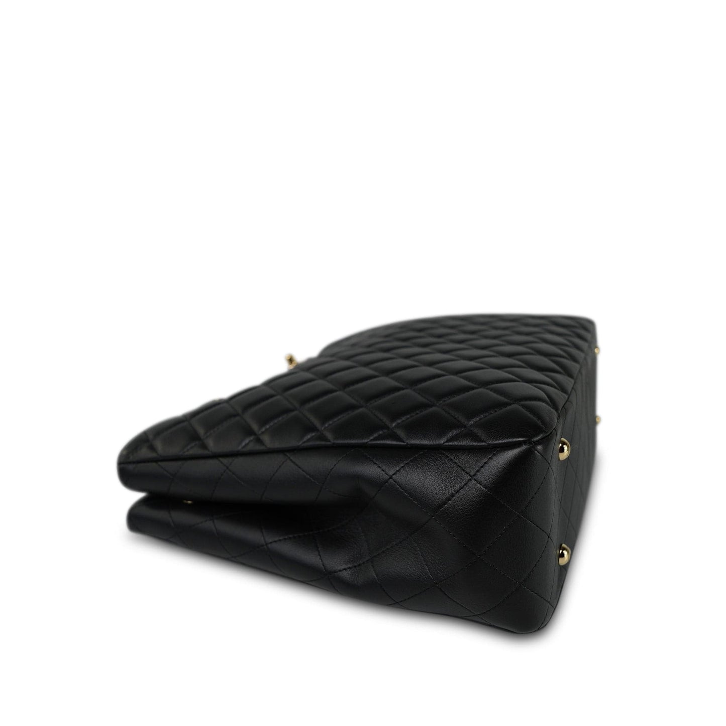 16B Black Lambskin Quilted CC Shopping Tote Large LGHW