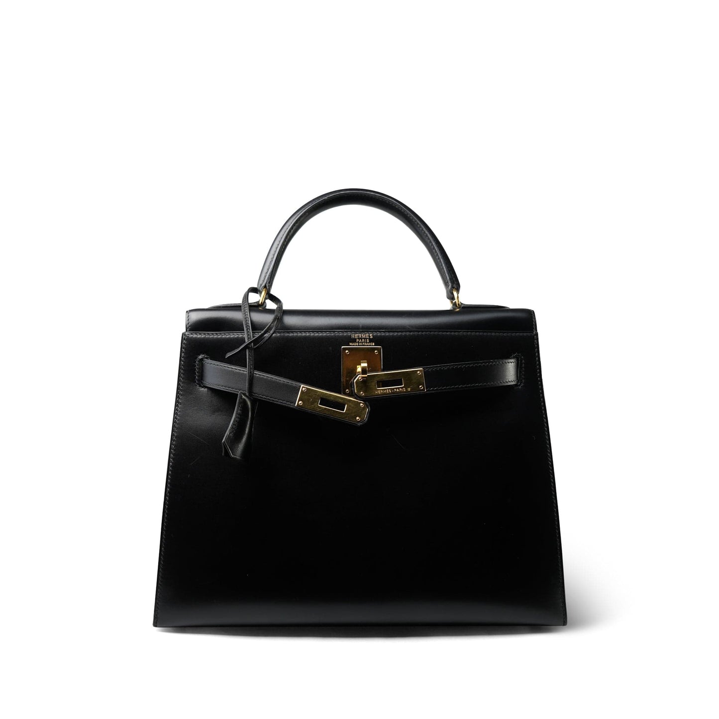 Vintage Kelly 28 Black Box Calfskin Gold Plated