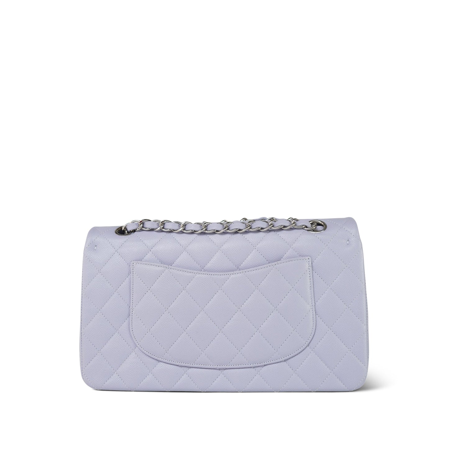 21K Light Purple/ Lilac Caviar Quilted Classic Flap Medium Silver Hardware