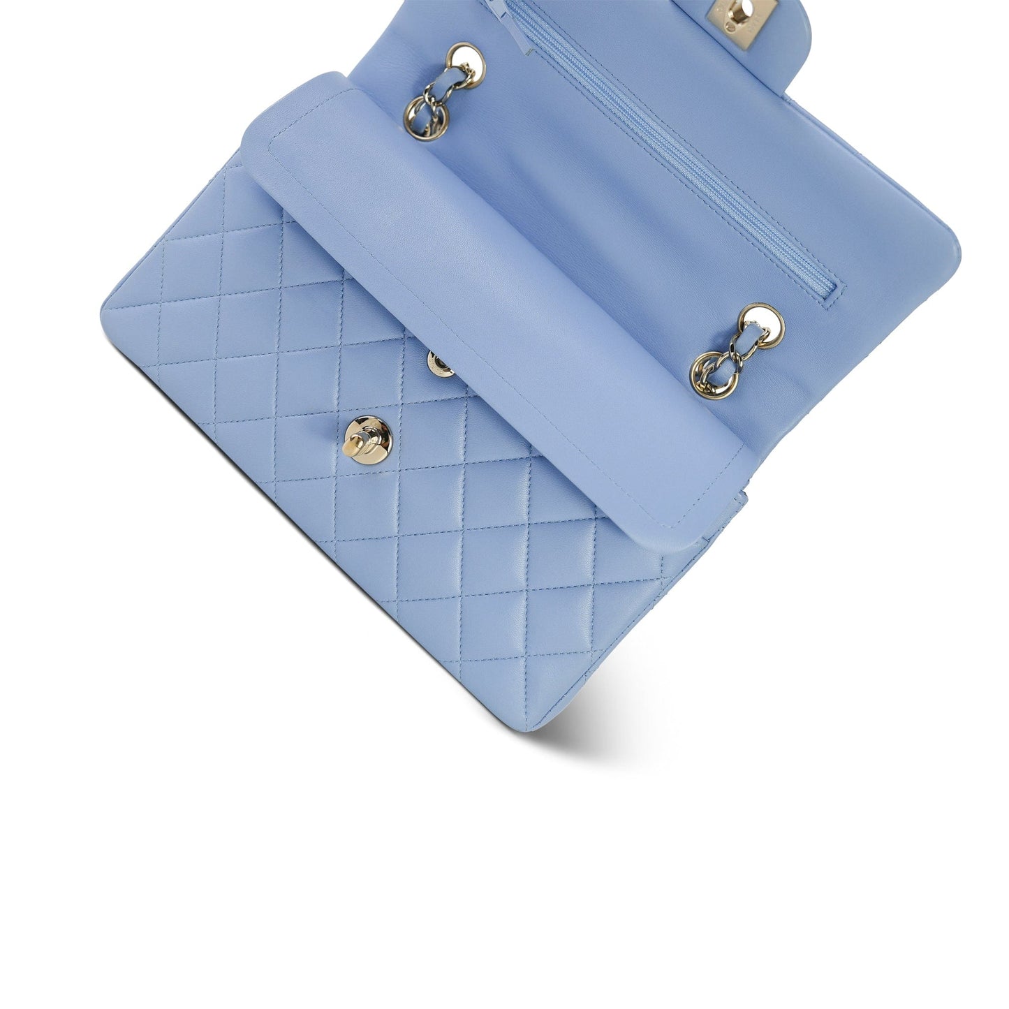 21C Sky Blue Lambskin Quilted Classic Flap Small Light Gold Hardware