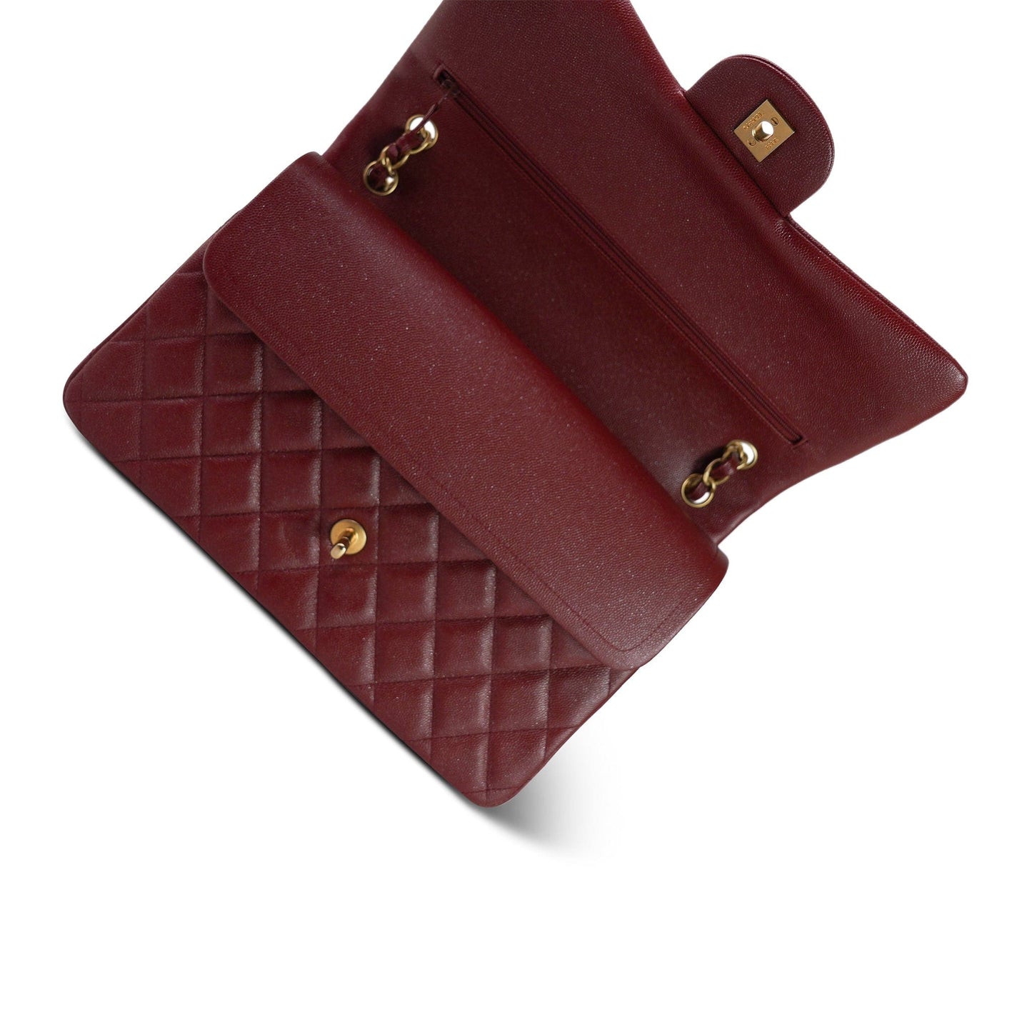 18C Dark Red Glittery Caviar Quilted Jumbo Classic Flap Aged Gold Hardware