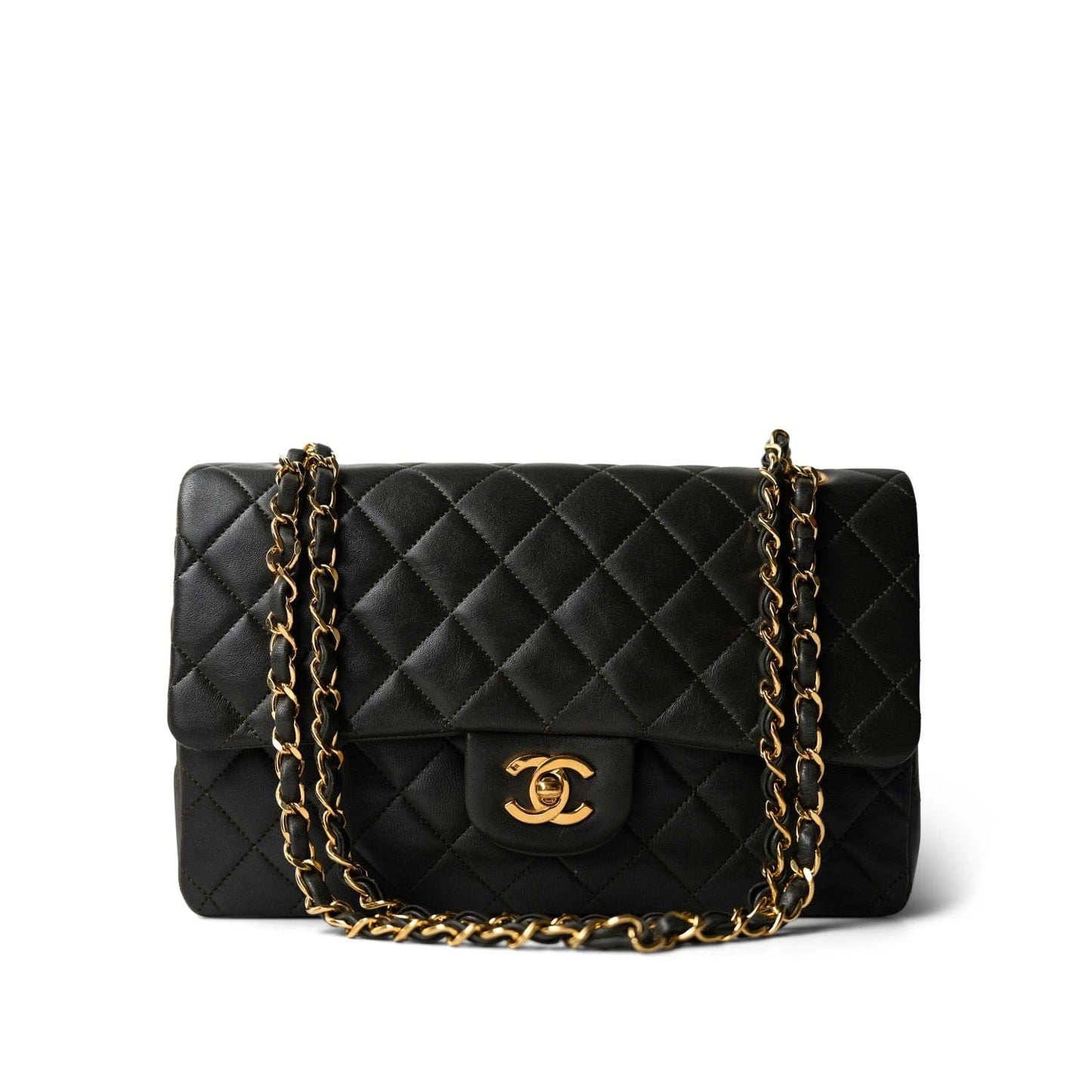 Vintage Green/Grey Lambskin Quilted Classic Flap GHW