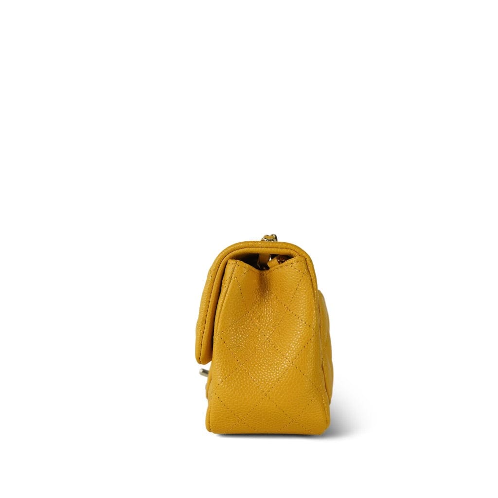 18S Yellow Caviar Quilted Mini Square Flap LGHW