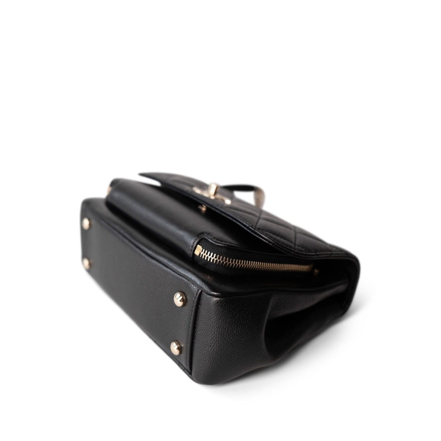 21B Black Caviar Quilted Business Affinity Flap Medium Light Gold Hardware