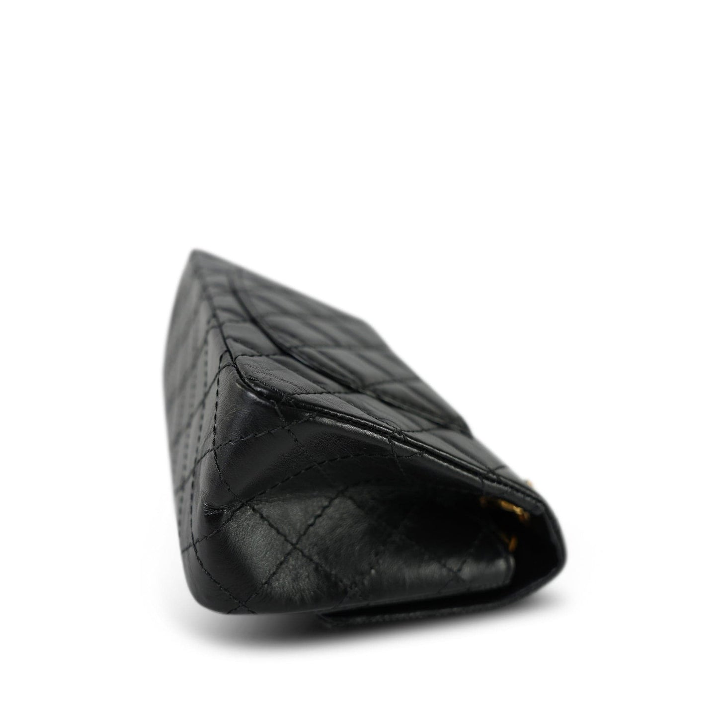 19A Black Aged Calfskin Quilted Mini Reissue 2.55 Flap Gold Hardware Light gold