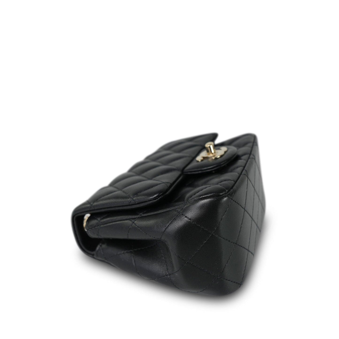 21P Black Lambskin Quilted Mini Square Flap LGHW