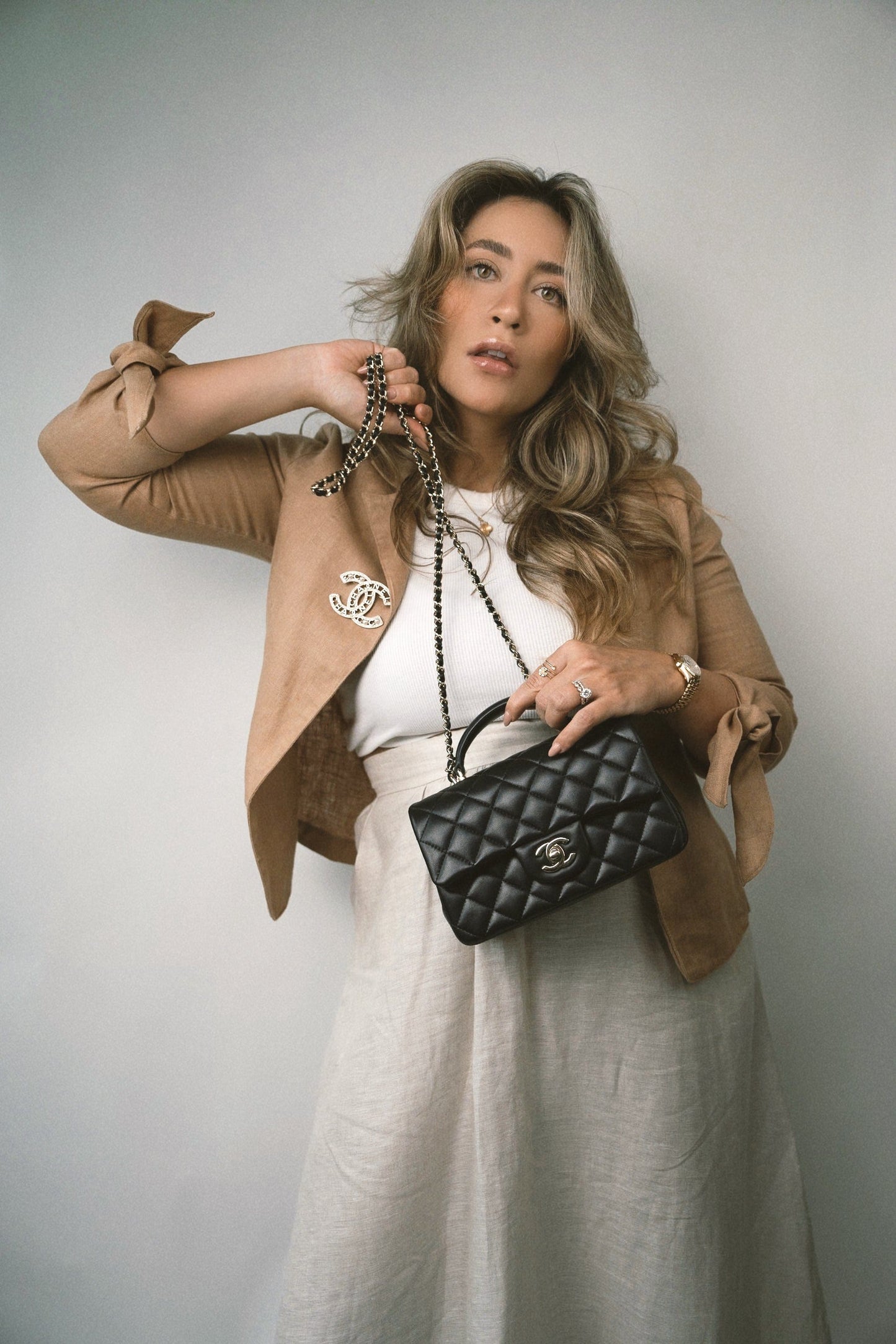 22A Black Lambskin Mini Top Handle Light Gold Hardware