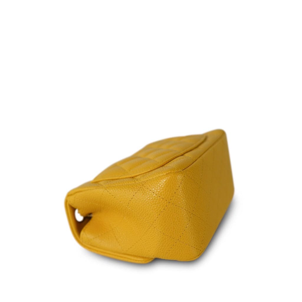 18S Yellow Caviar Quilted Mini Square Flap LGHW