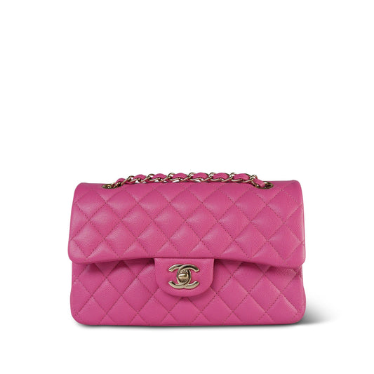 20S Pink Caviar Quilted Classic Flap Small LGHW