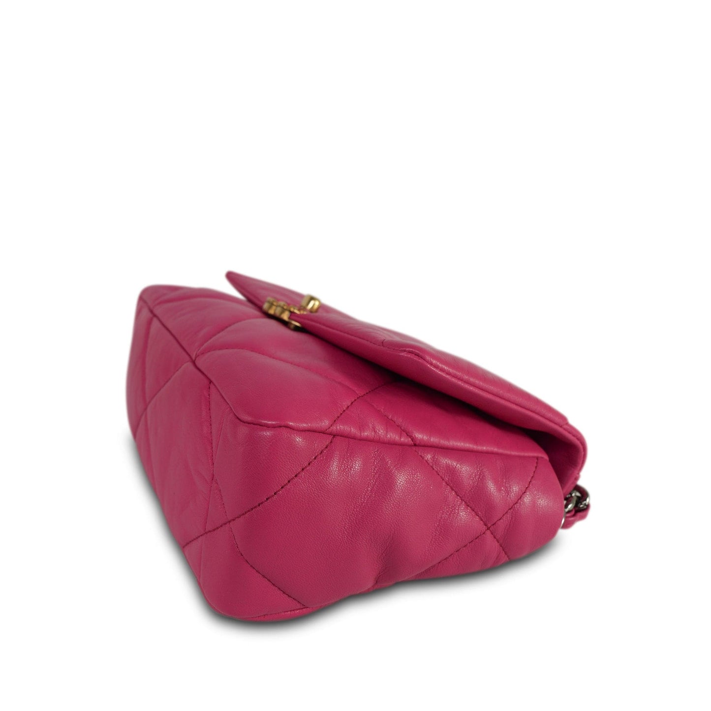 20A Pink Goatskin Quilted 19 Flap Small Mixed Hardware