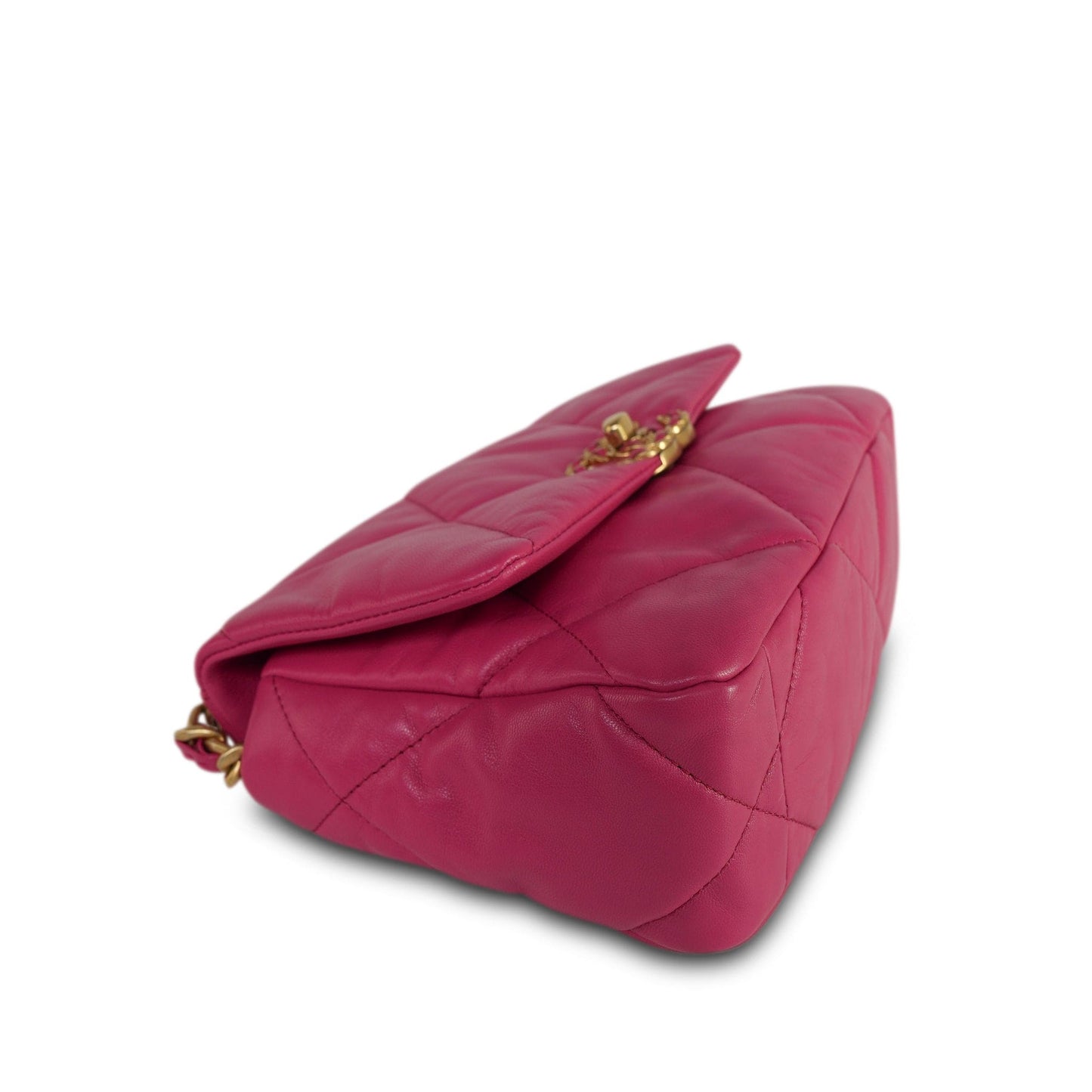 20A Pink Goatskin Quilted 19 Flap Small Mixed Hardware