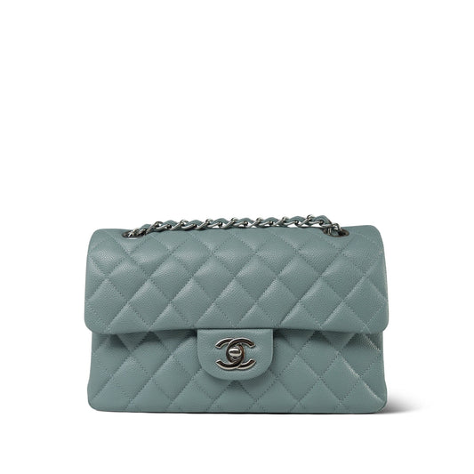 20B Blue Caviar Quilted Classic Flap Small Silver Hardware