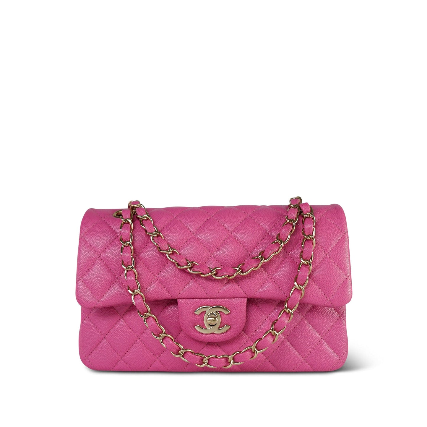 20S Pink Caviar Quilted Classic Flap Small LGHW