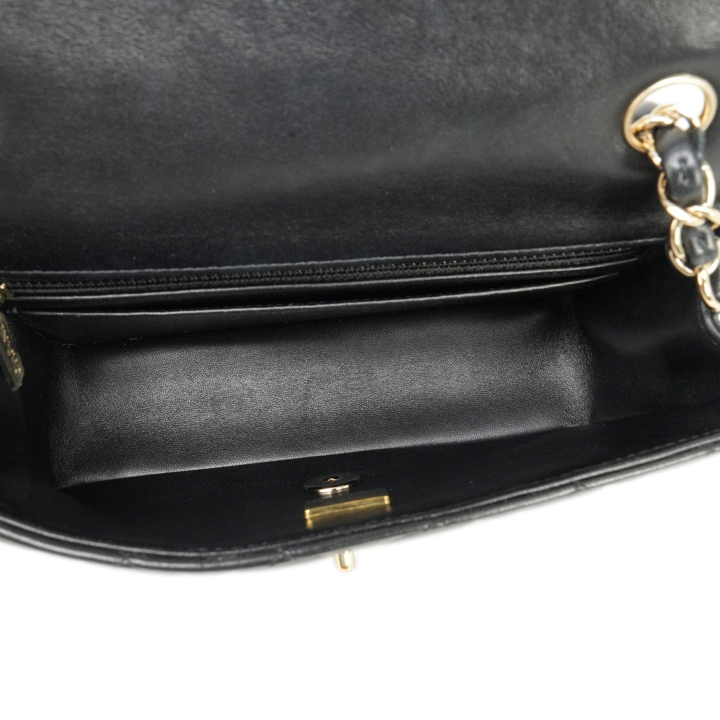 22A Black Lambskin Quilted Mini Rectangular Flap LGHW