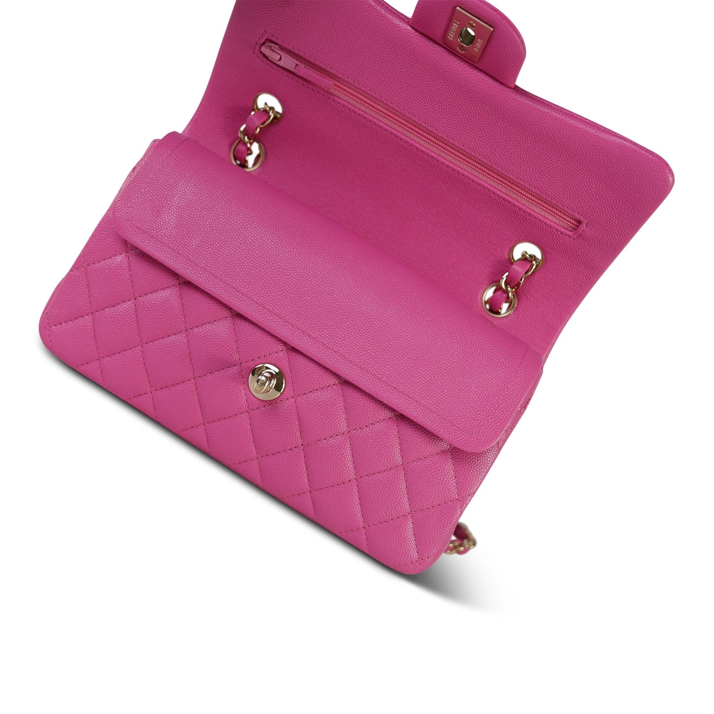 20S Pink Caviar Quilted Classic Flap Small LGHW