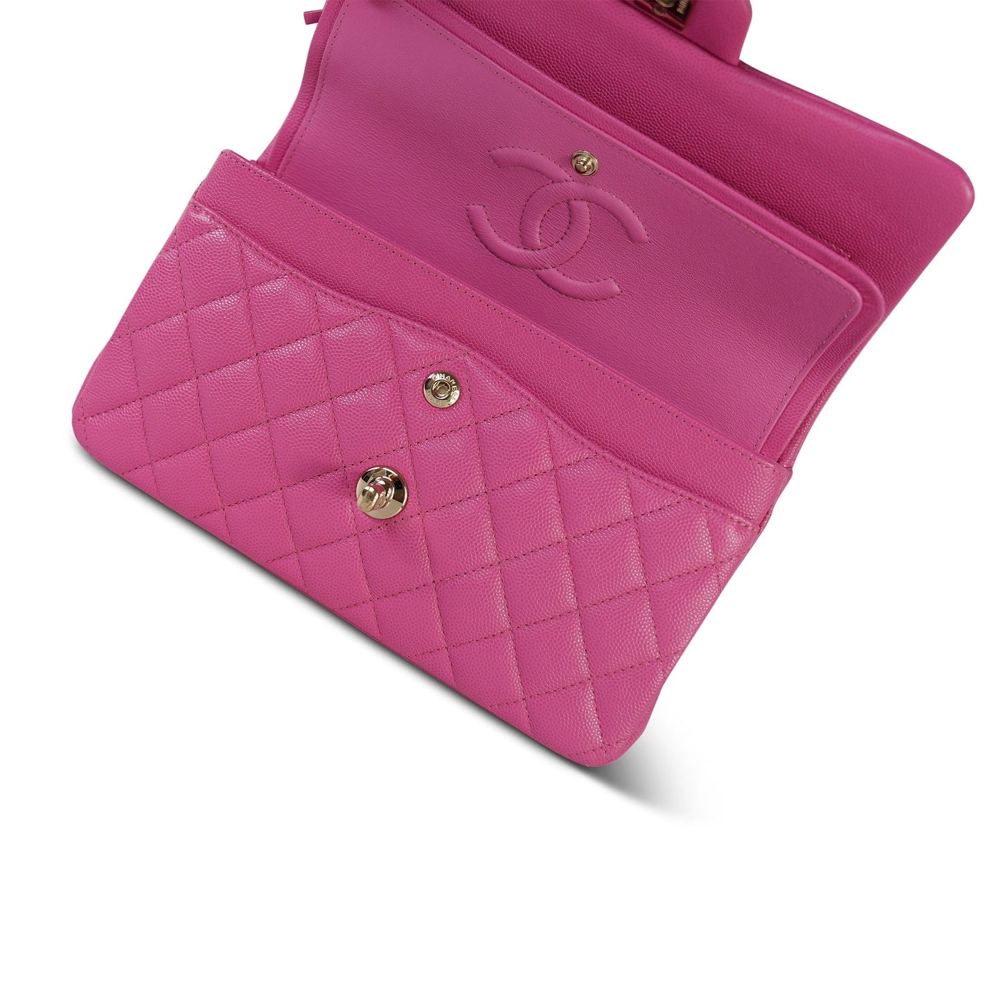 20S Pink Caviar Quilted Classic Flap Small LGHW