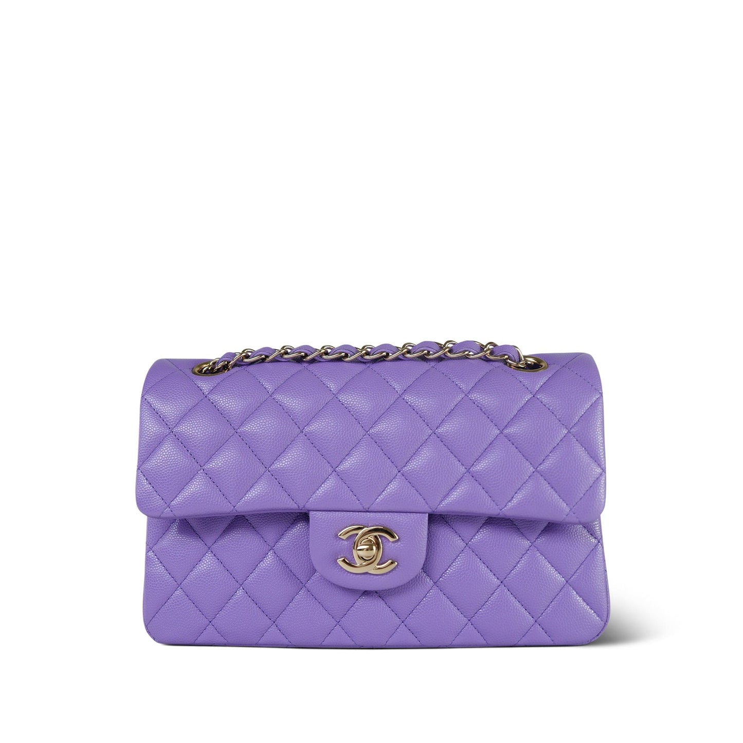 20S Purple Caviar Quilted Classic Flap Small LGHW