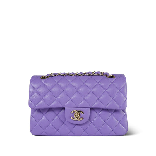 20S Purple Caviar Quilted Classic Flap Small LGHW