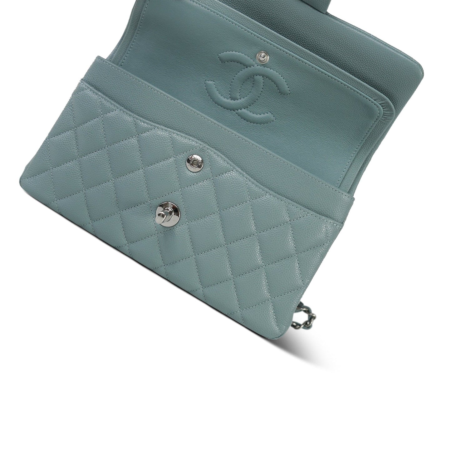 20B Blue Caviar Quilted Classic Flap Small Silver Hardware